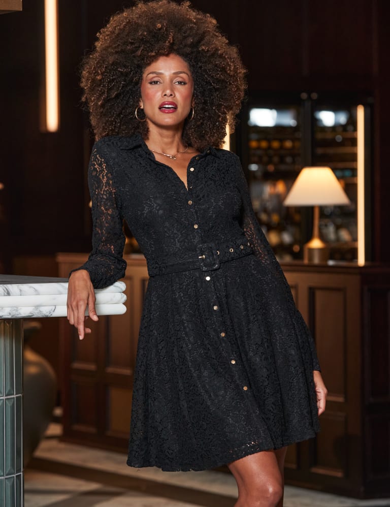 Lace shirt sales dress black