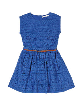 Lace Belted Skater Dress (5-14 Years) Image 2 of 3