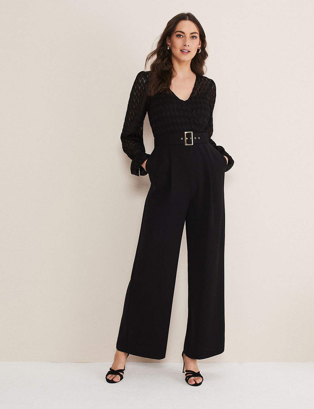 Lace Belted Wide Leg Jumpsuit 3 of 6