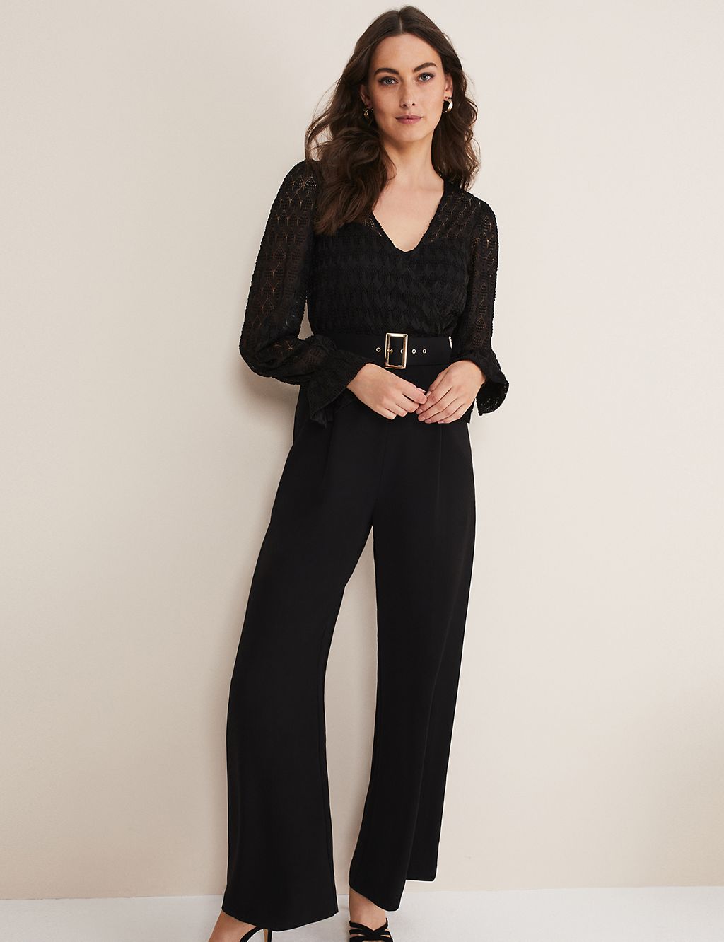 Lace Belted Wide Leg Jumpsuit 3 of 6