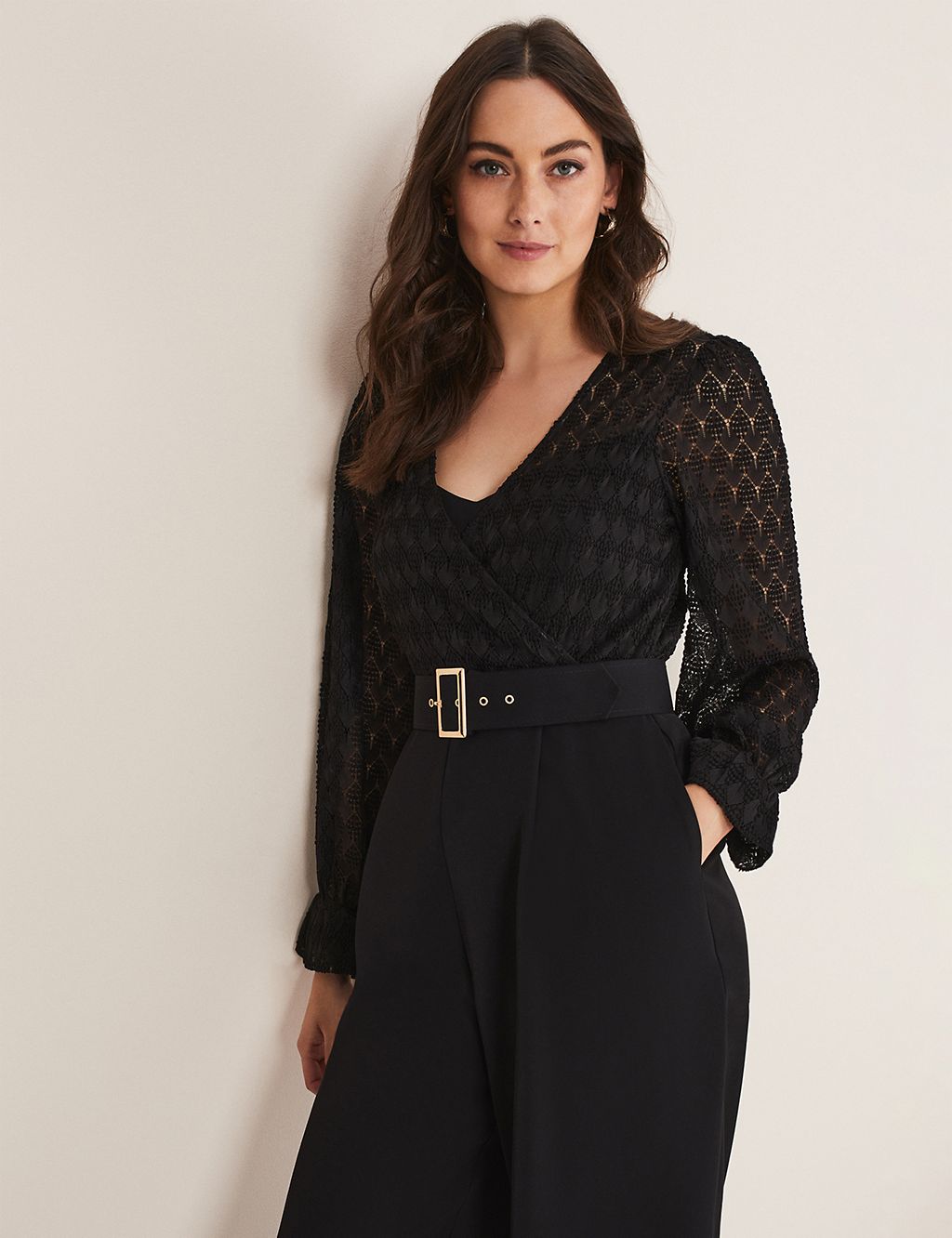 Lace Belted Wide Leg Jumpsuit 5 of 6