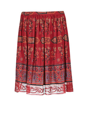 Lace Border Print Knee Length Skirt | Indigo Collection | M&S