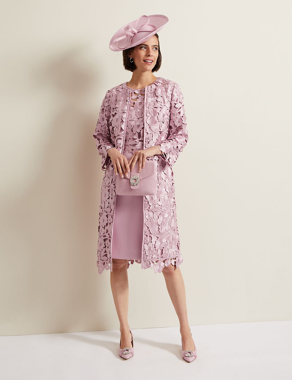 Lace Collarless Longline Coat 3 of 6