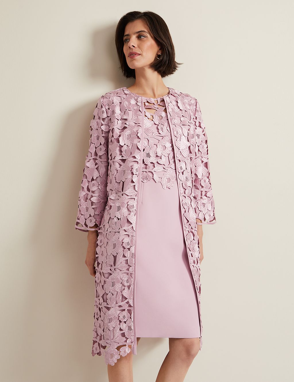 Lace Collarless Longline Coat 2 of 6