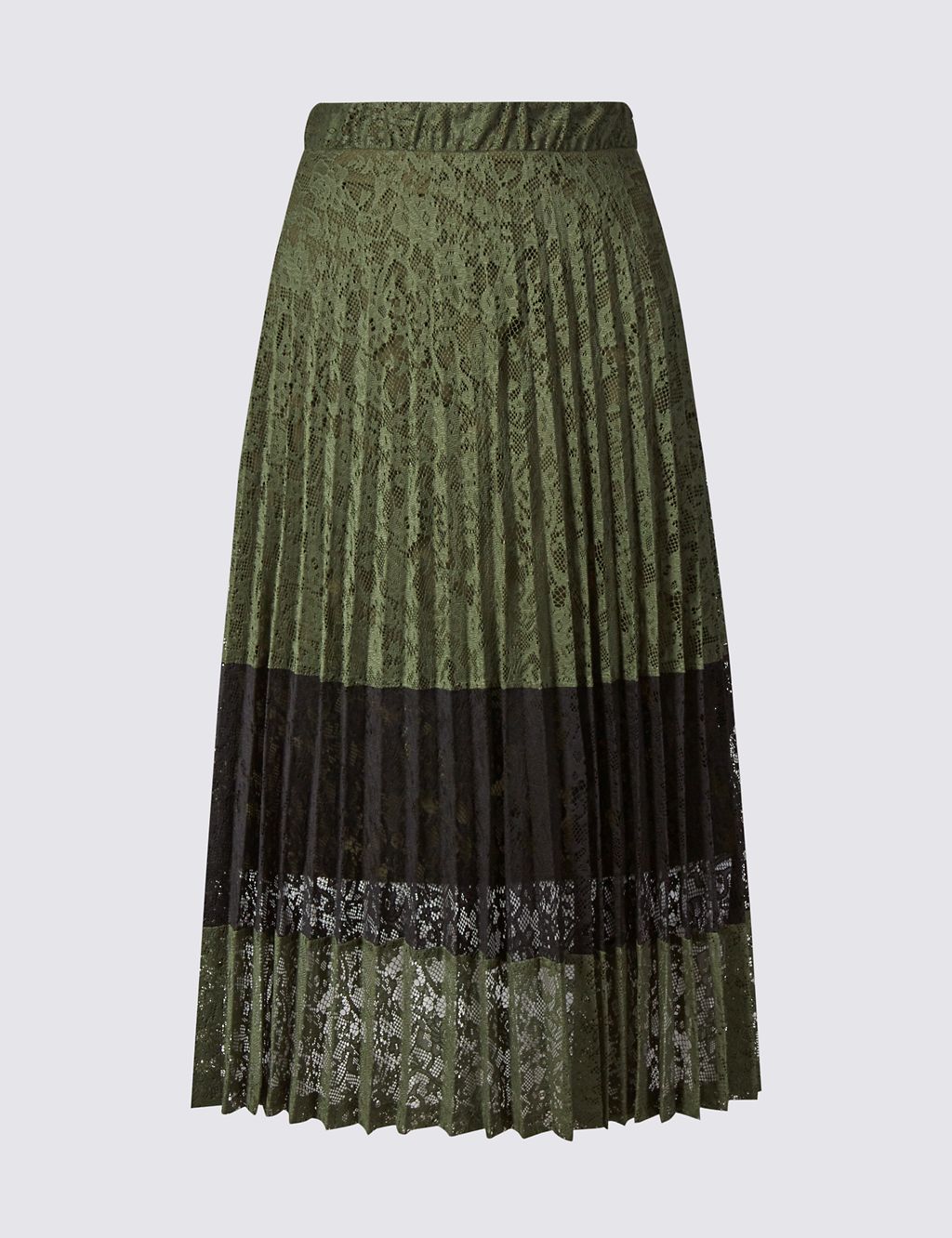 Lace Colour Block Pleated Midi Skirt 1 of 3