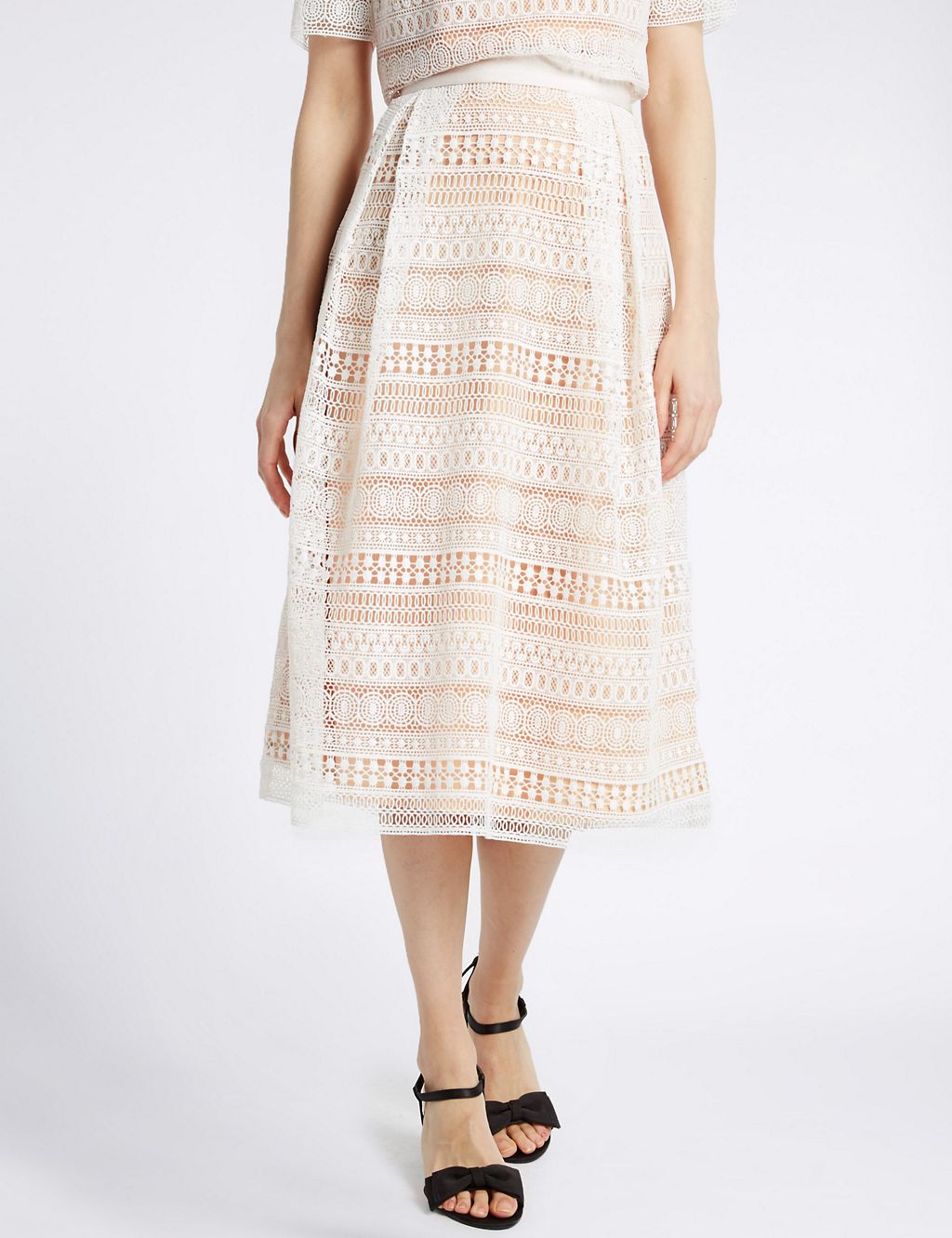 Lace Cutwork A-Line Midi Skirt 2 of 5