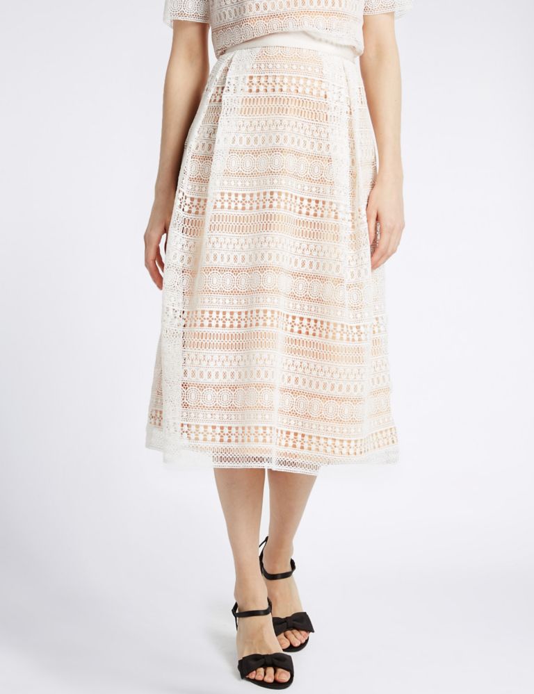 Lace Cutwork A-Line Midi Skirt 3 of 5