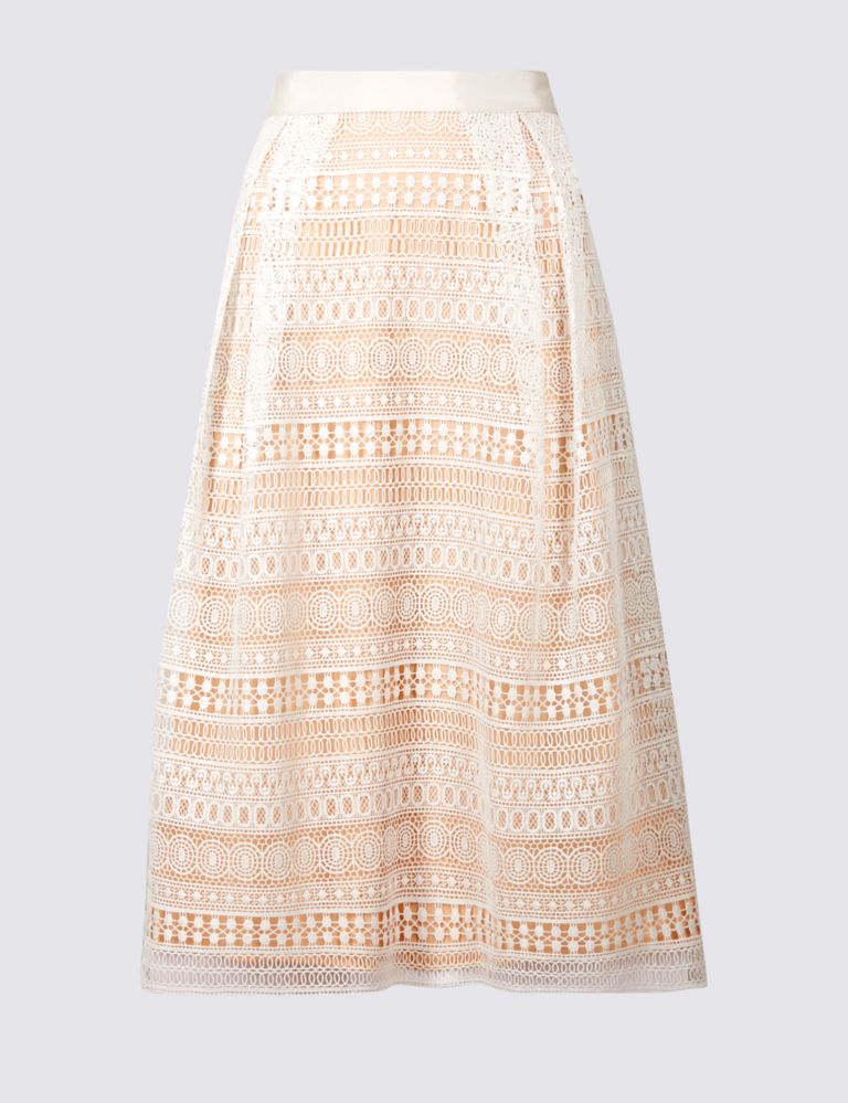 Lace Cutwork A-Line Midi Skirt 2 of 5