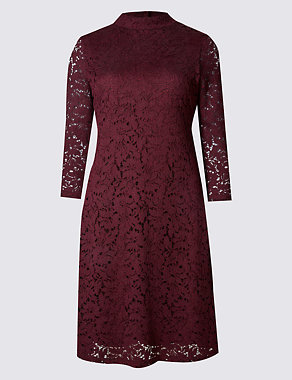 Lace Detailed 3/4 Sleeve Swing Dress Image 2 of 4