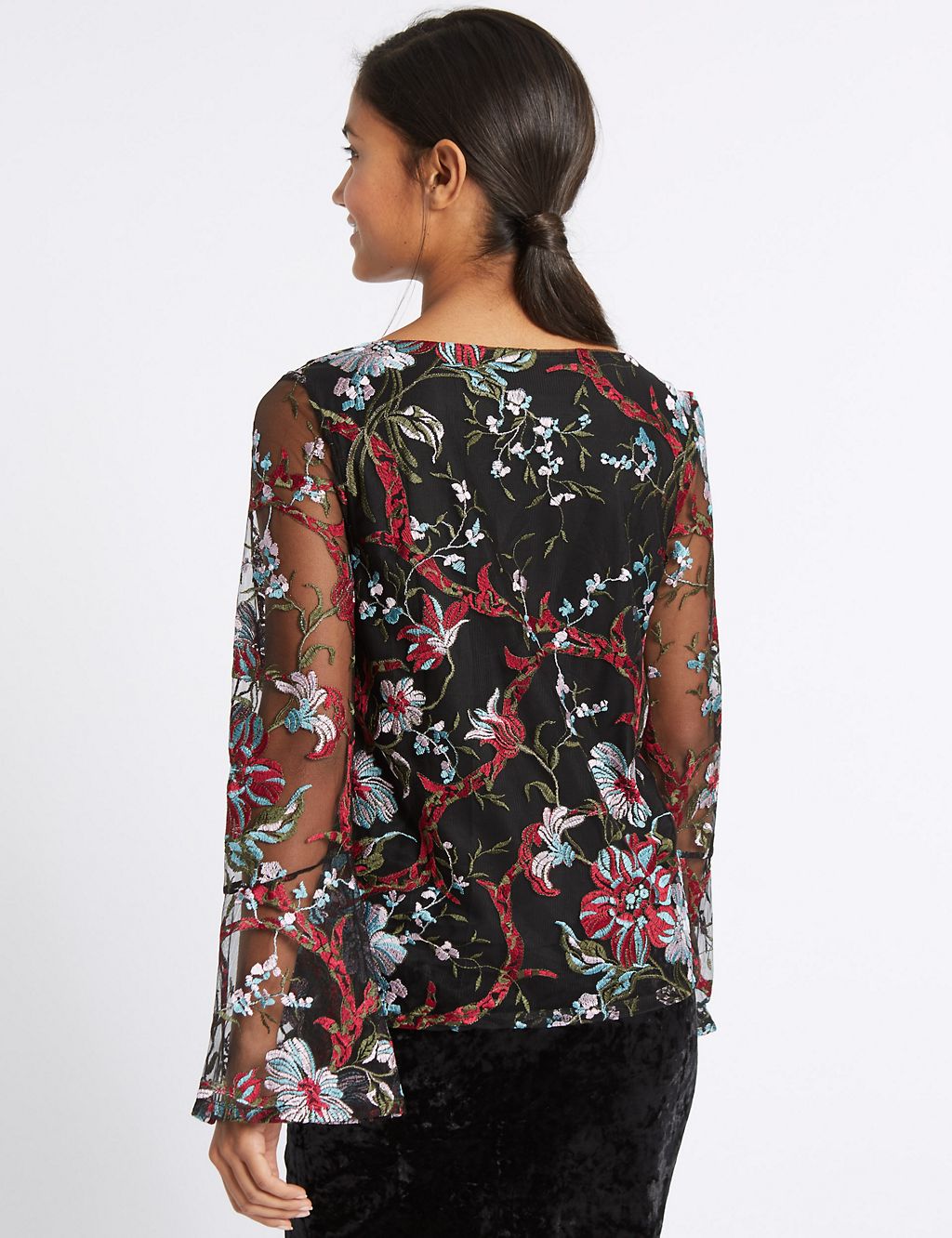 Lace Embroidered Long Sleeve T-Shirt 4 of 5