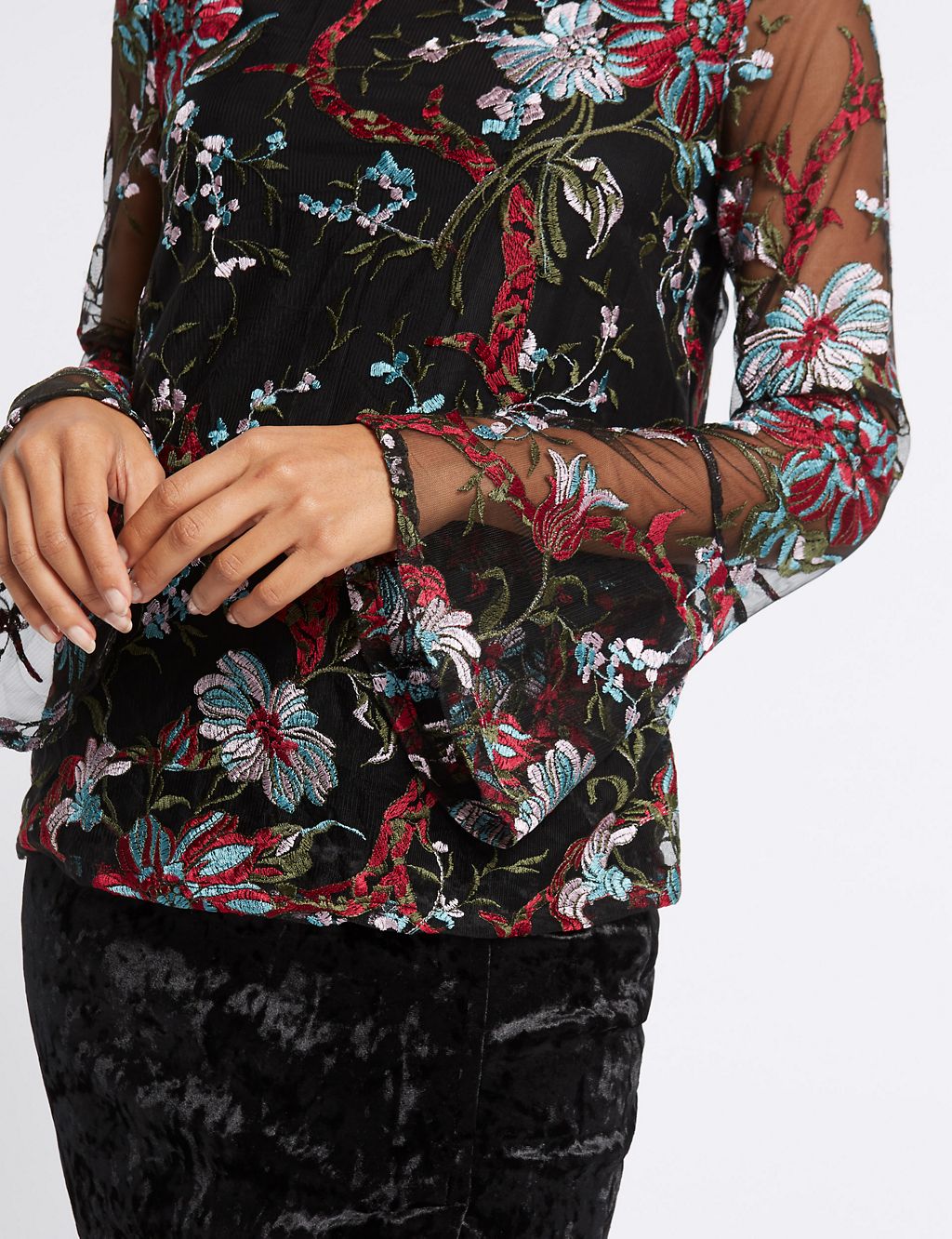 Lace Embroidered Long Sleeve T-Shirt 5 of 5