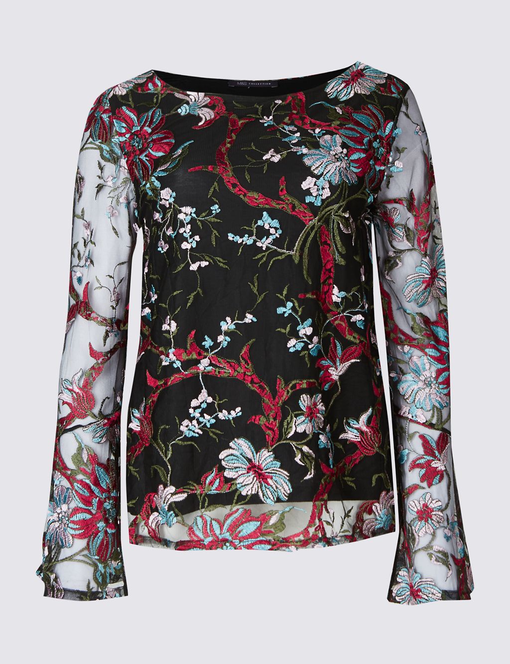 Lace Embroidered Long Sleeve T-Shirt 1 of 5