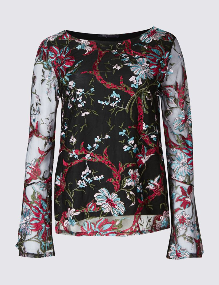 Lace Embroidered Long Sleeve T-Shirt 2 of 5