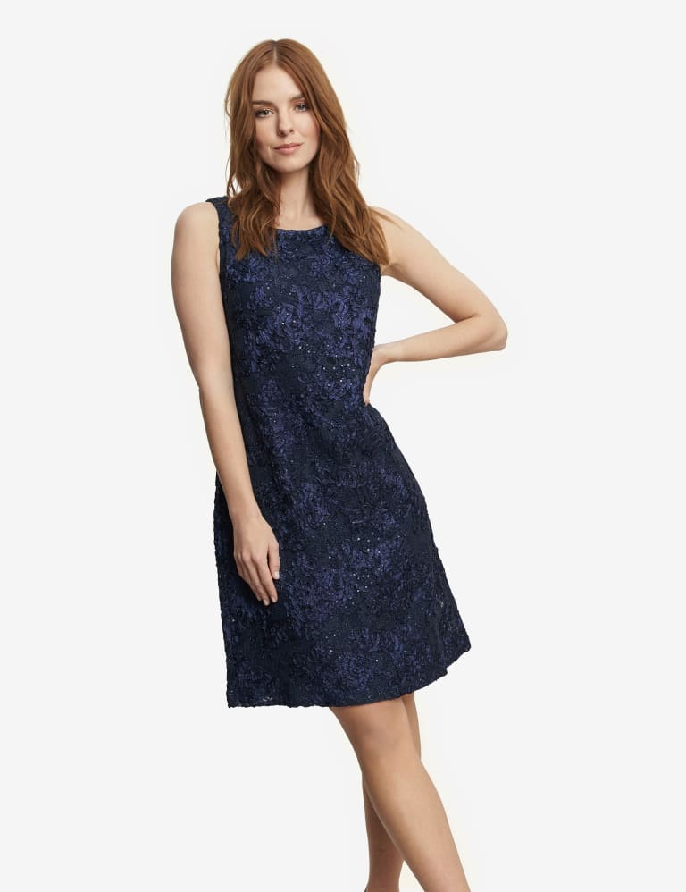 Gina bacconi blue lace dress sales