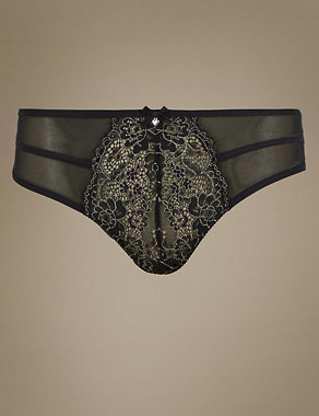Lace Low Rise Brazilian Knickers Image 2 of 3
