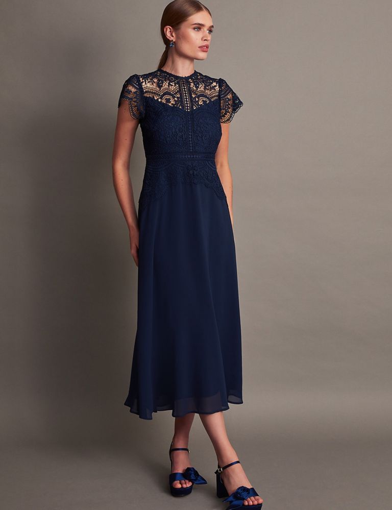 Lace Midi Waisted Dress 1 of 5