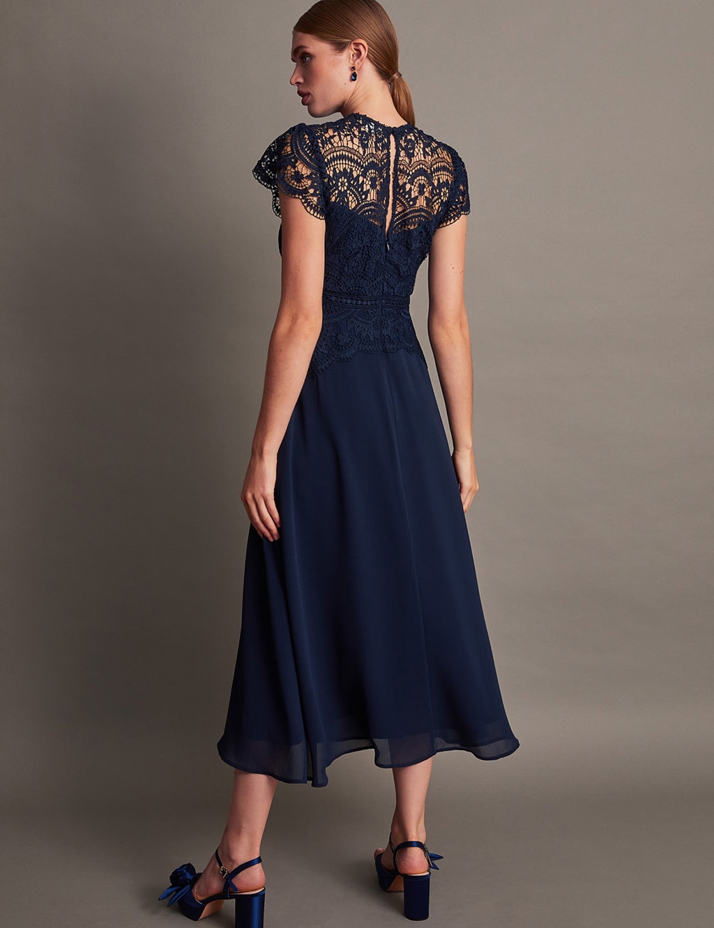 Lace Midi Waisted Dress 2 of 5