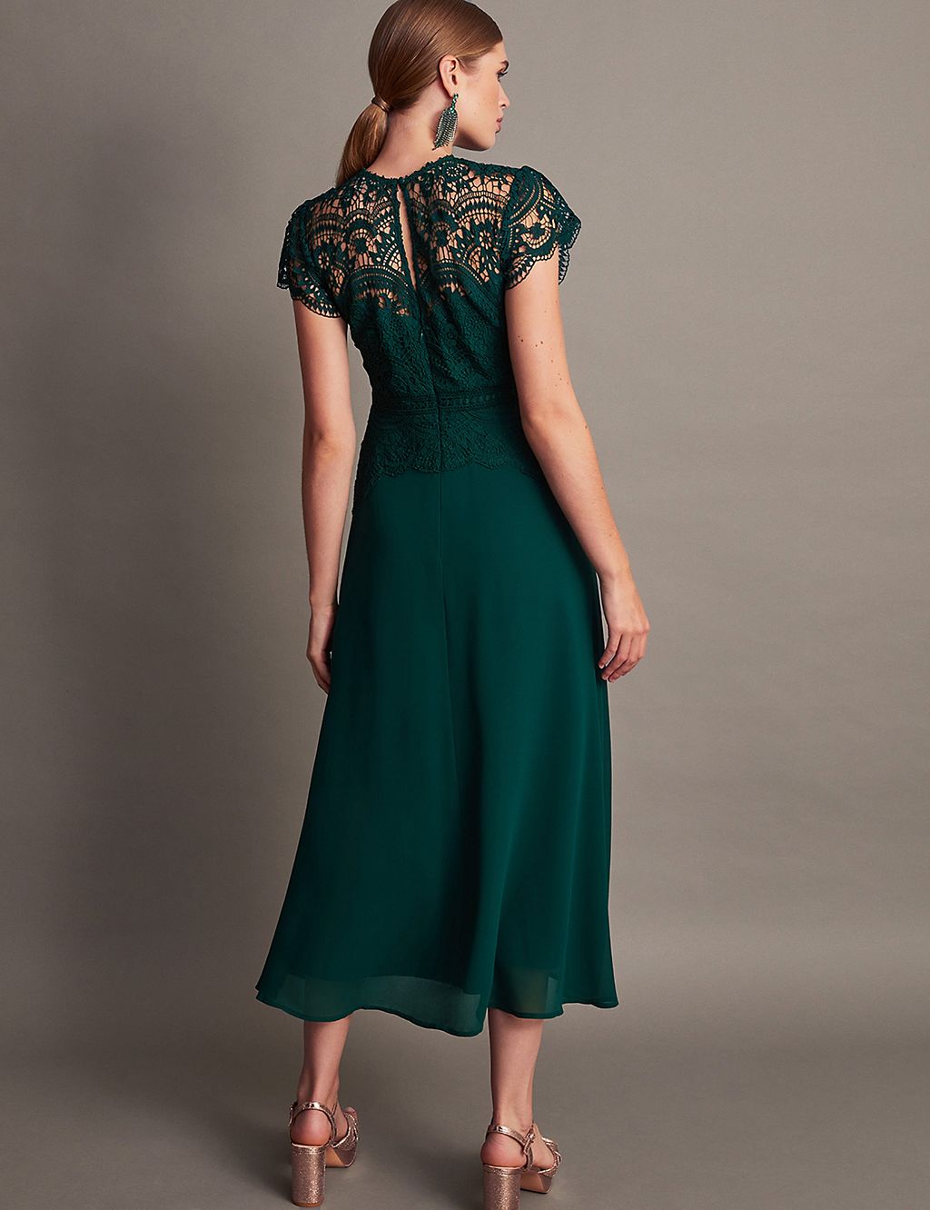 Lace Midi Waisted Dress 2 of 5