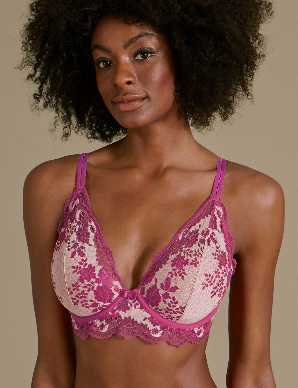 Lace Padded Plunge Bra A-DD 3 of 5