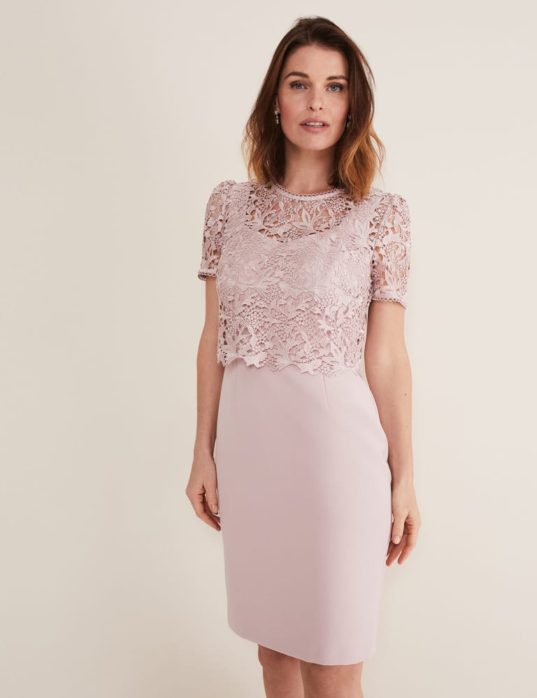 Lace Round Neck Knee Length Tea Dress Phase Eight M S