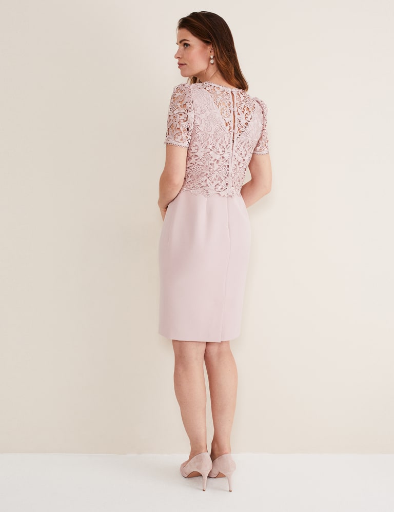 Lace Round Neck Knee Length Tea Dress 7 of 7