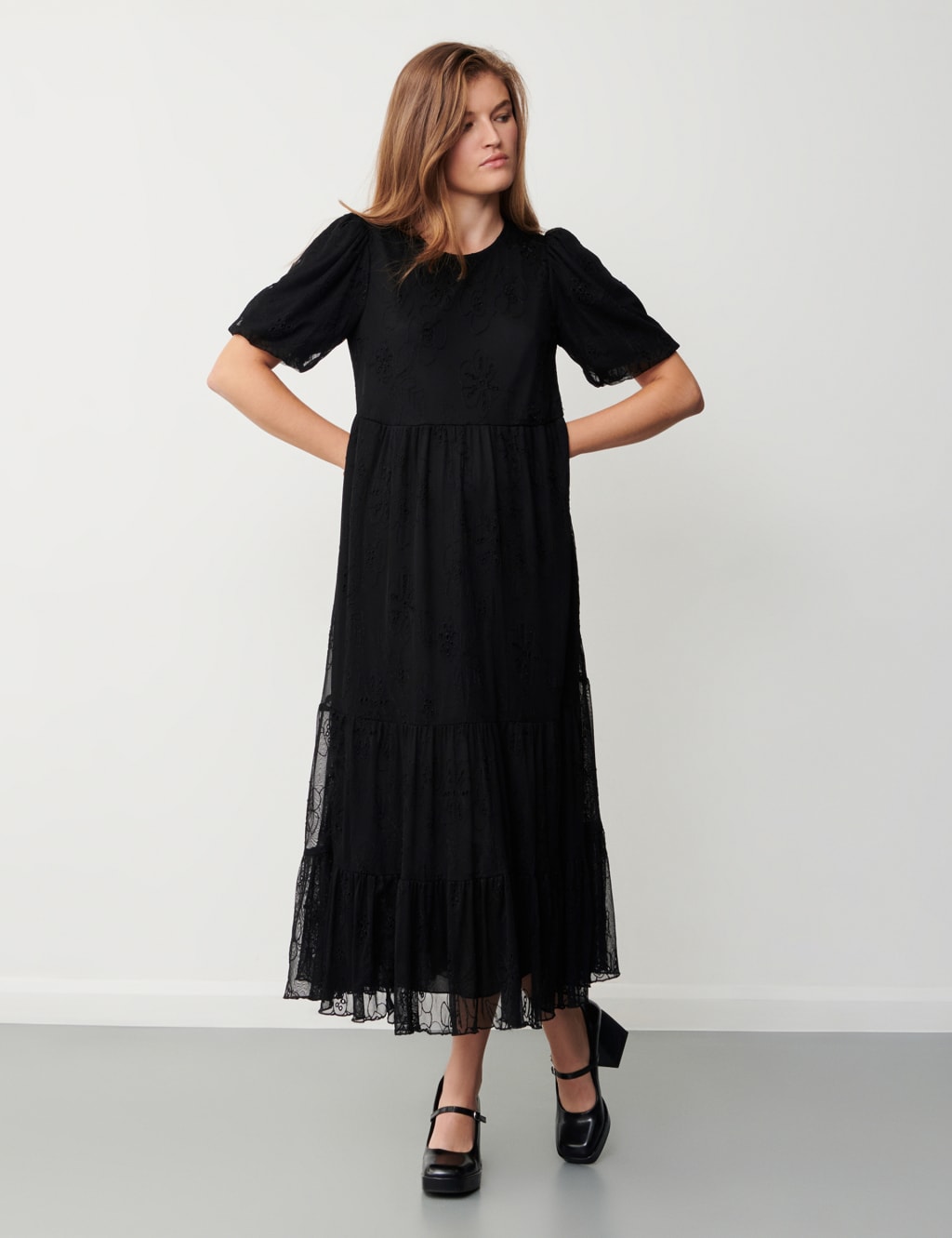 Lace tiered skater dress shop