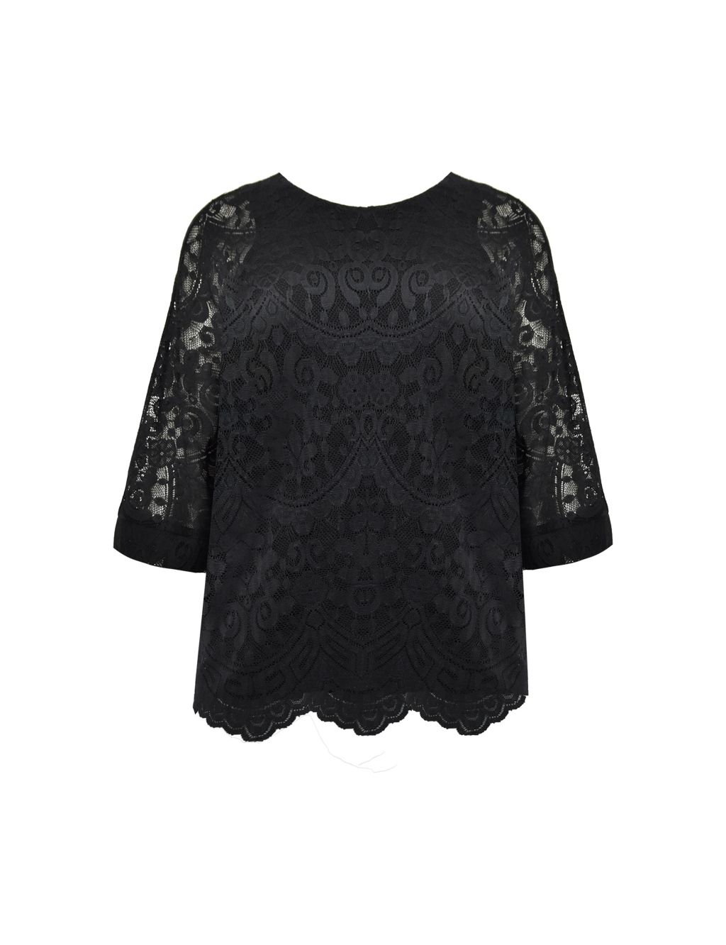 Lace Round Neck Oversized Top | Live Unlimited London | M&S