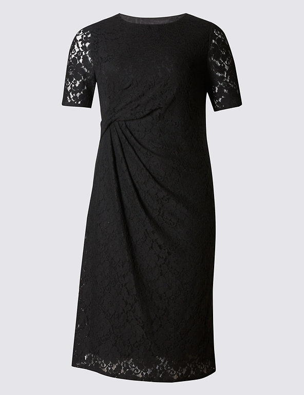 Lace Ruched Half Sleeve Shift Dress Image 1 of 2