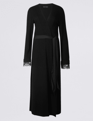 lace trim dressing gown