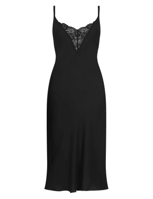 m&s black slip dress