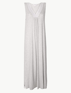 Lace Trim Jersey Longer Length Nightdress Image 2 of 4