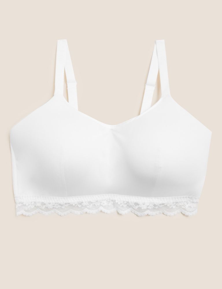 Seamless Bra Crop Top Size S Non-Wired ex-marks spencer Padded ex-M&S White  8-10