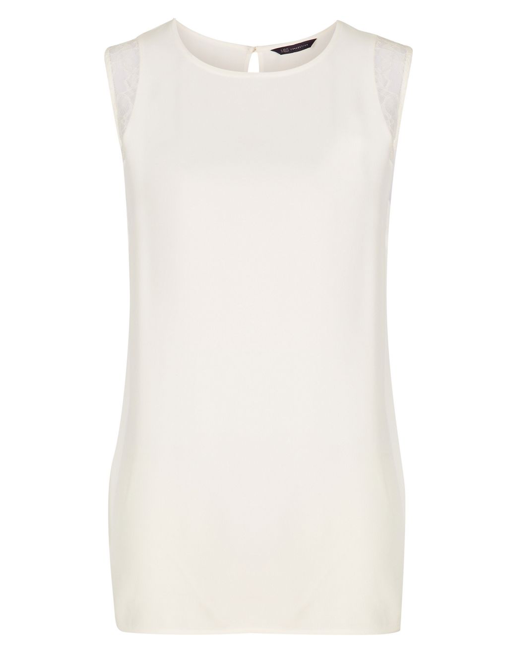 Lace Trim Round Neck Sleeveless Shell Top 4 of 5