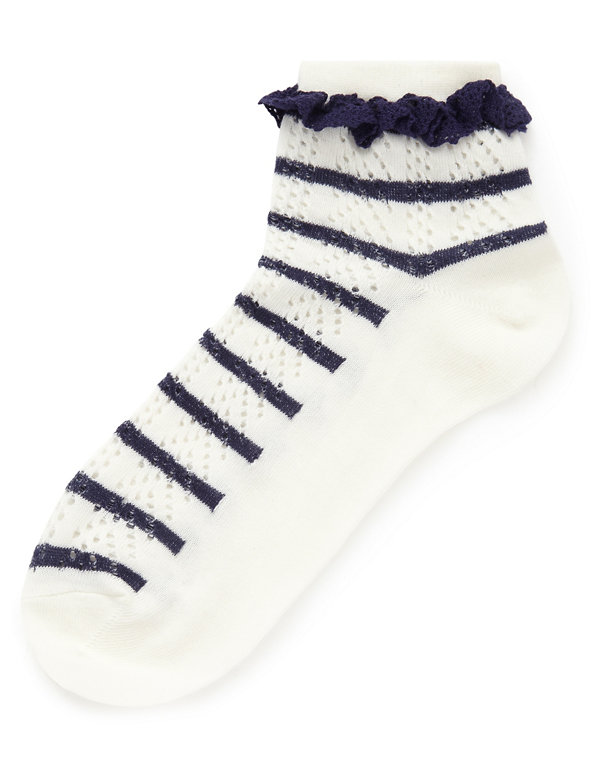 Lace Trim Striped Socks Image 1 of 1