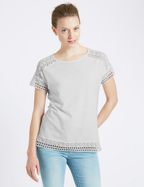 Lace Trim T-Shirt Image 1 of 2