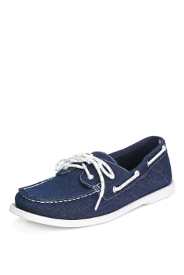 blue canvas deck shoes