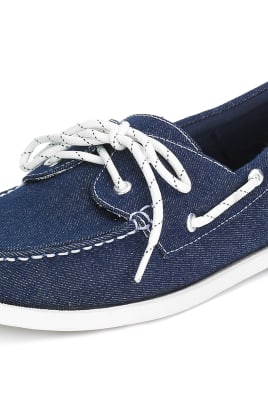 blue canvas deck shoes