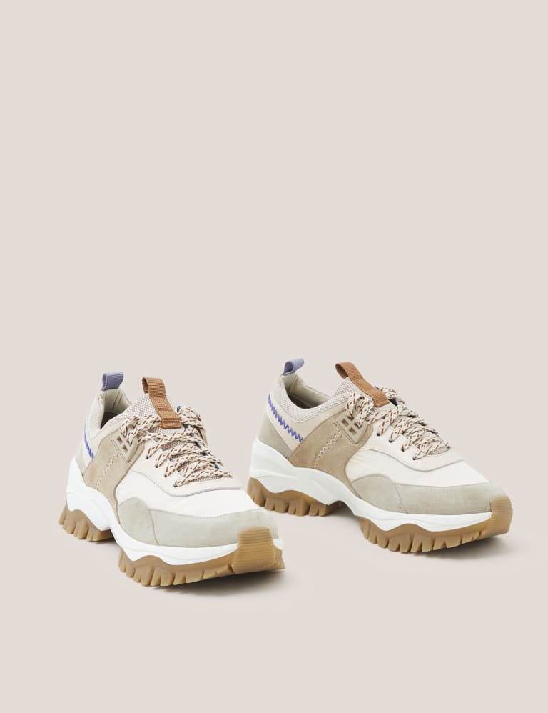 Lace Up Chunky Suede Panel Trainers White Stuff M S