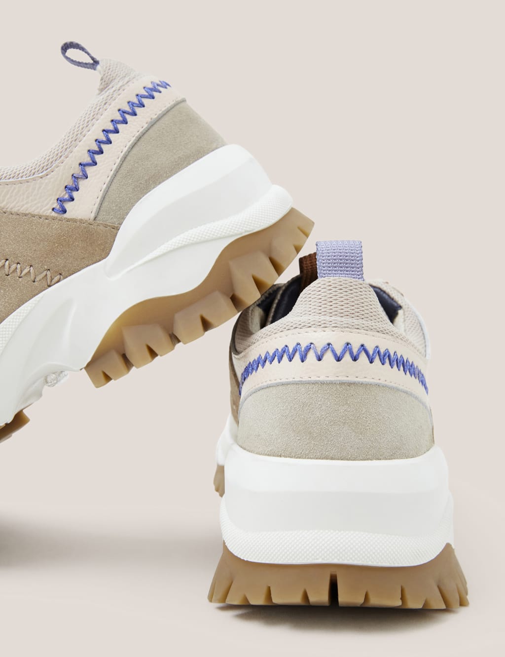 Suede panel chunky sole trainers store