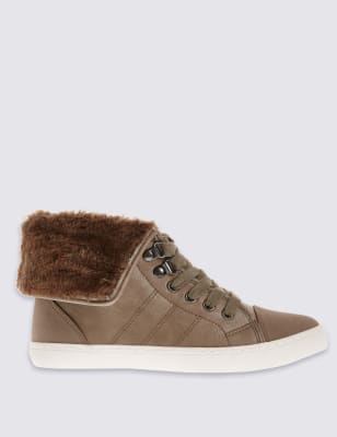 furry high top trainers