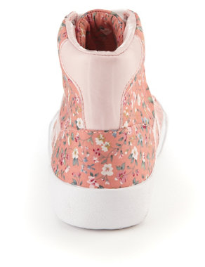 Lace Up High Top Floral Trainers Image 2 of 5