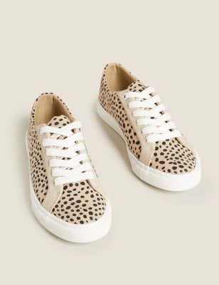 leopard and white trainers