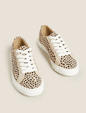 Lace Up Leopard Print Trainers Image 2 of 6