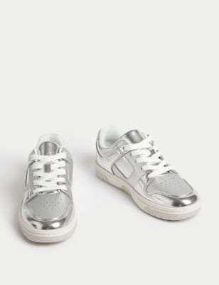 Lace Up Metallic Trainers Image 2 of 4
