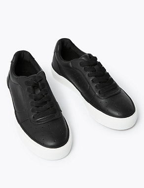 Lace Up Perforated Trainers Image 2 of 7