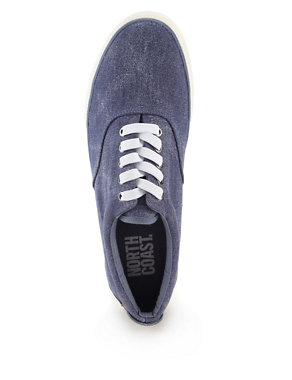 Lace Up Washed Canvas Pumps Image 2 of 4
