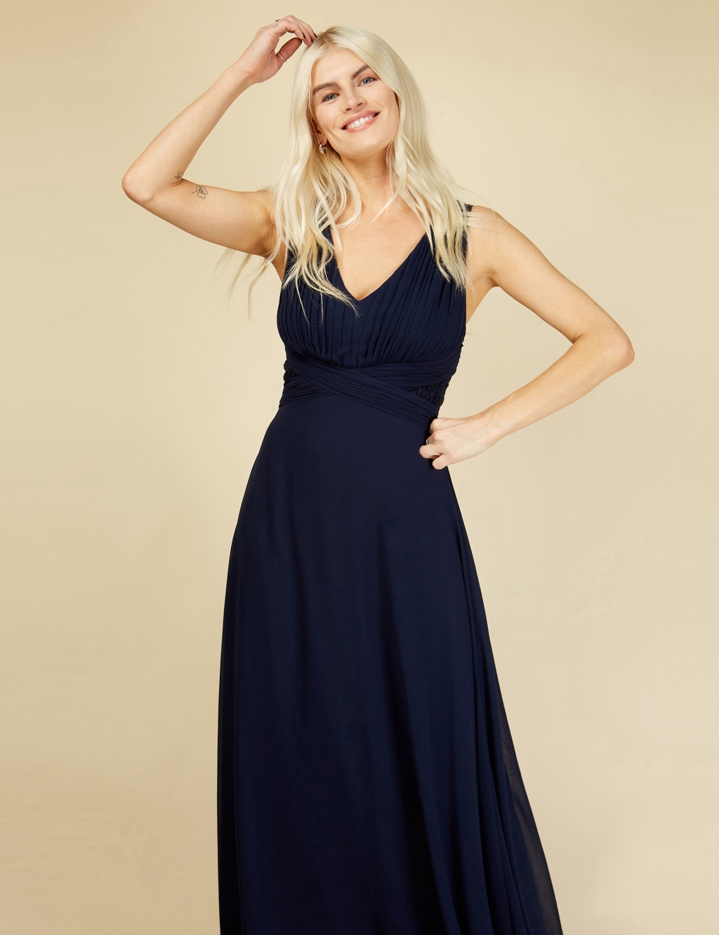 Lace V-Neck Maxi Waisted Dress 2 of 5