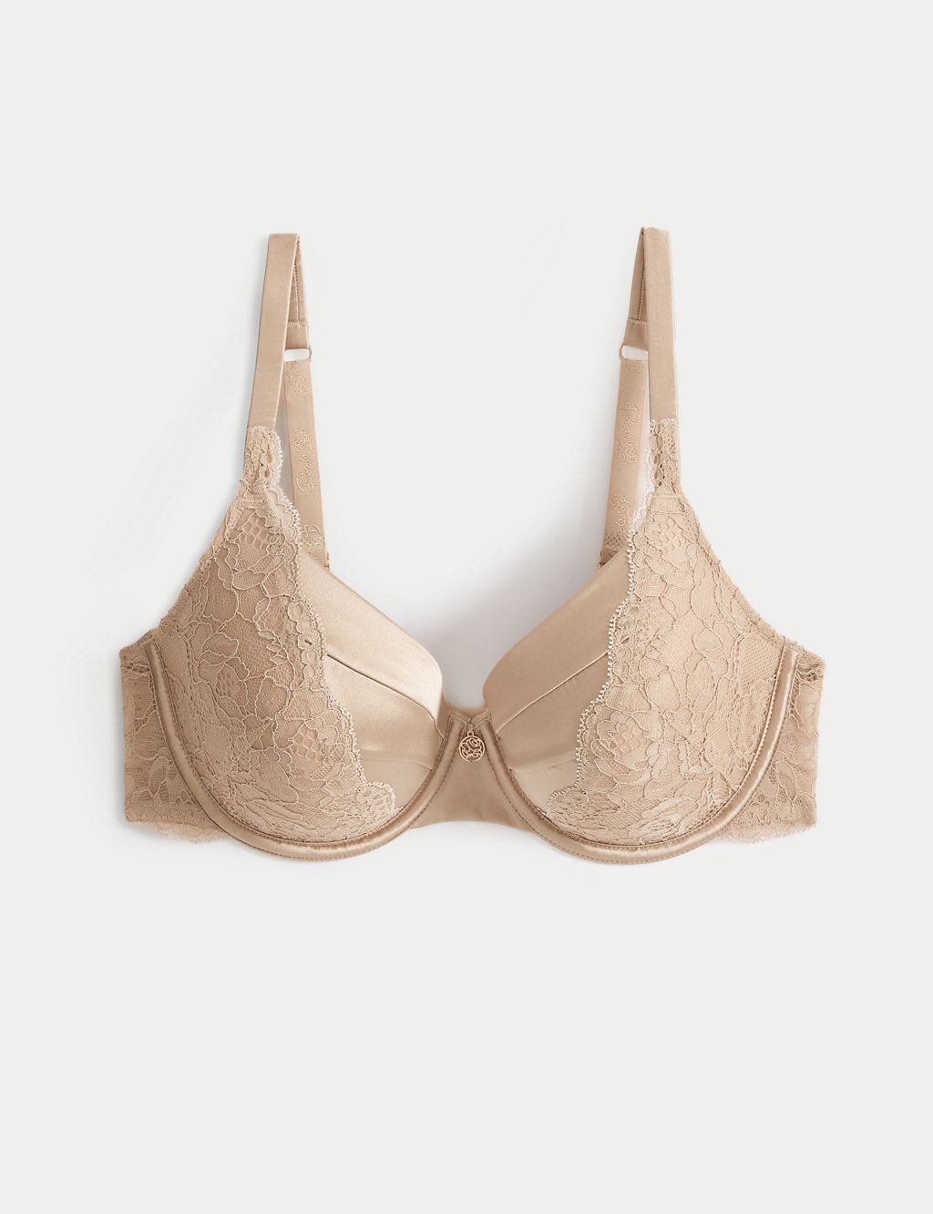 Lace Wired Full Cup Bra With Silk A-E 1 of 8
