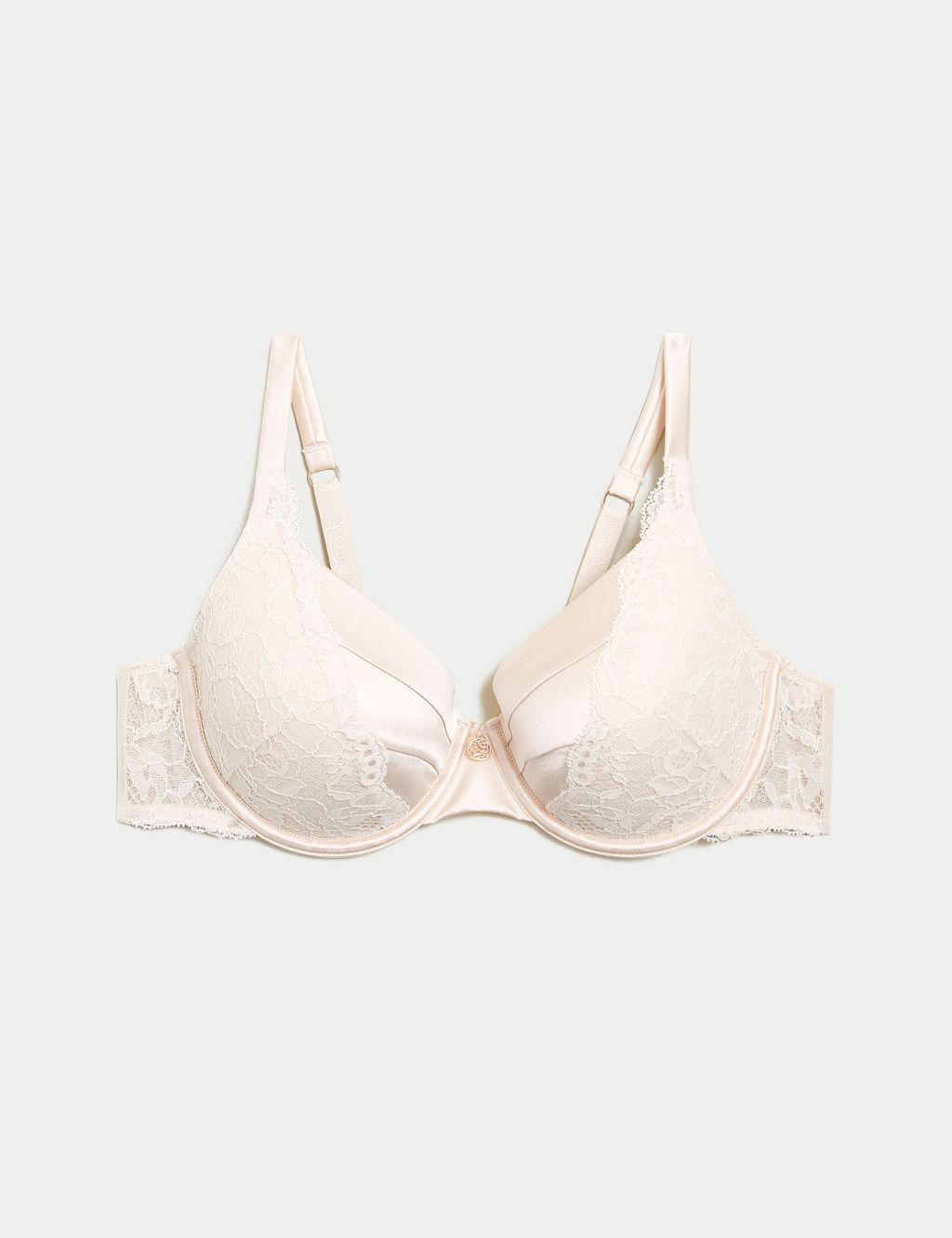 Lace Wired Full Cup Bra With Silk A-E 1 of 9