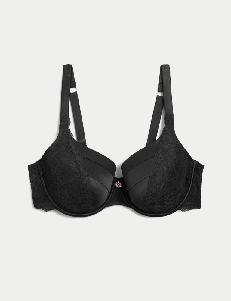 Buy Ultimo Modern Bloom Padded Wired Lace Balconette Bra, Laced Black  Color Bra